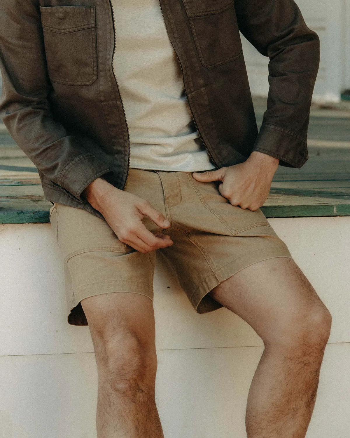 The Surplus Short in Khaki Reverse Sateen