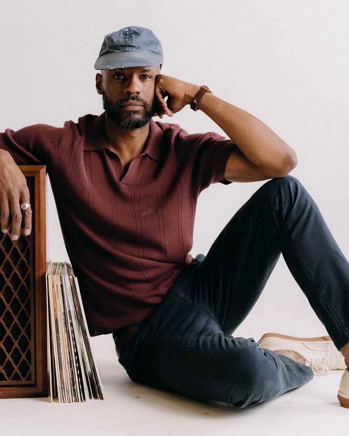The Valencia Sweater Polo in Dried Cherry Rib