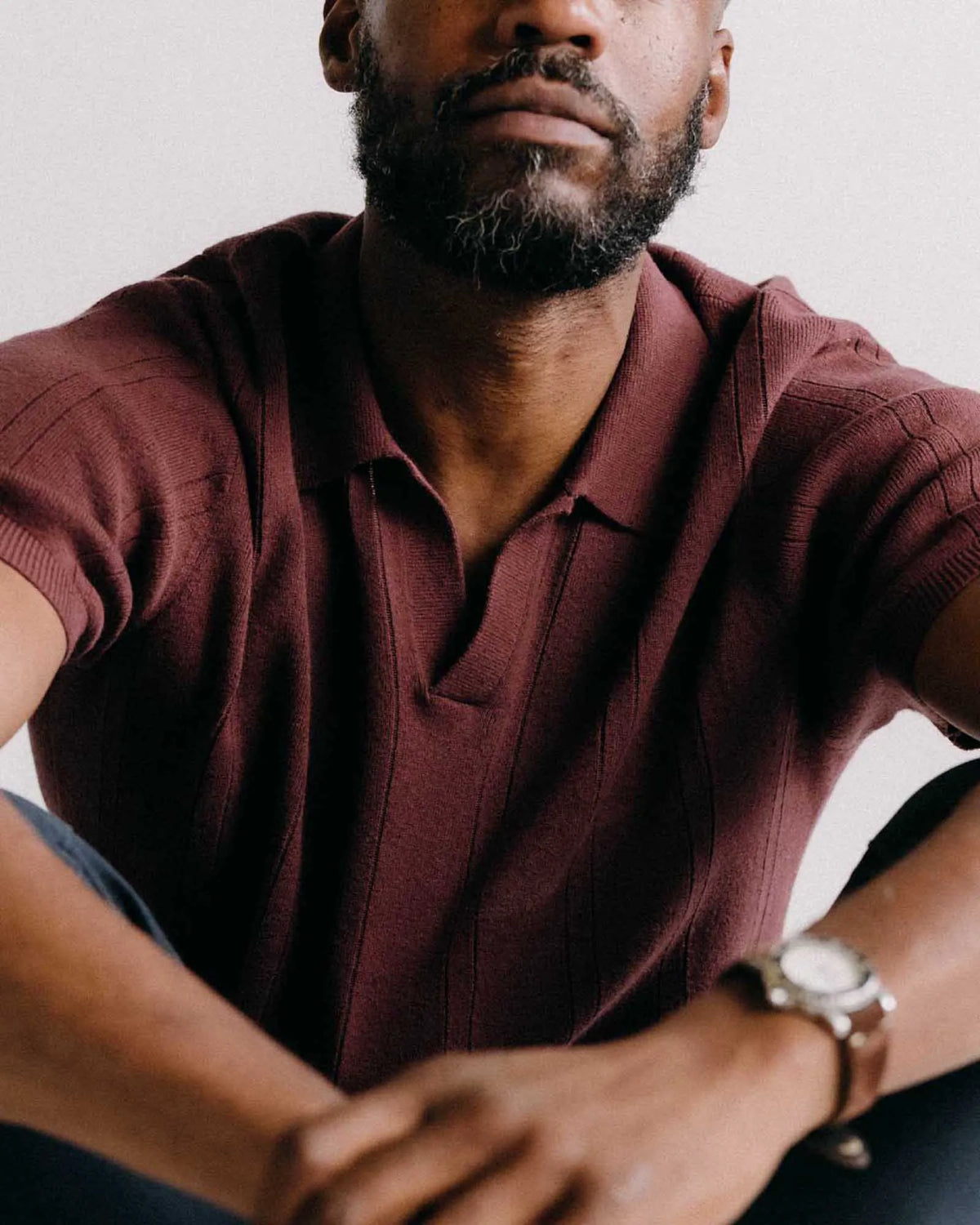 The Valencia Sweater Polo in Dried Cherry Rib