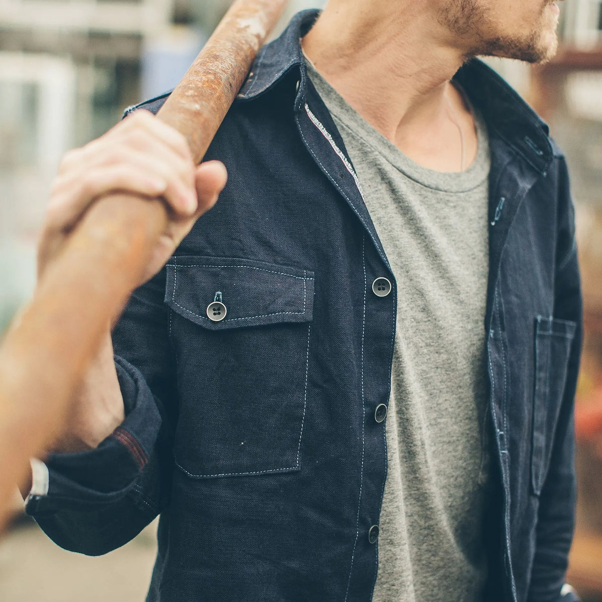 The Utility Shirt in Cone Mills Indigo Selvage Canvas