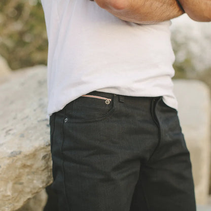 The Slim Jean in Shuttle Loomed Italian Selvage Black Denim