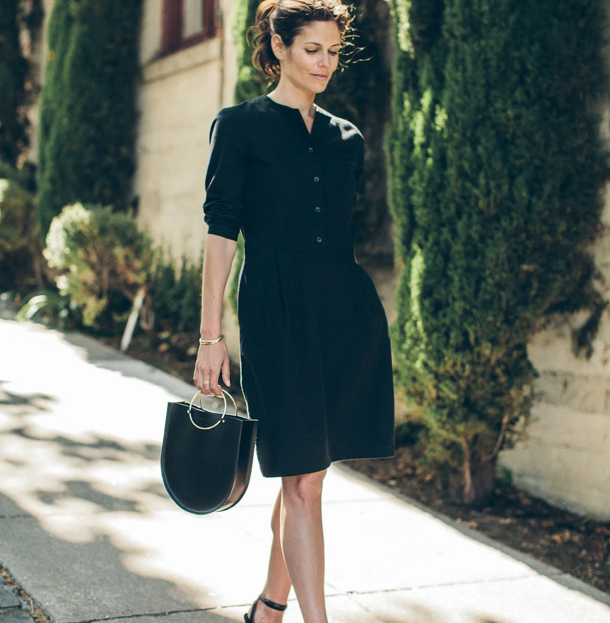 The Juniper Dress in Black Brushed Cotton
