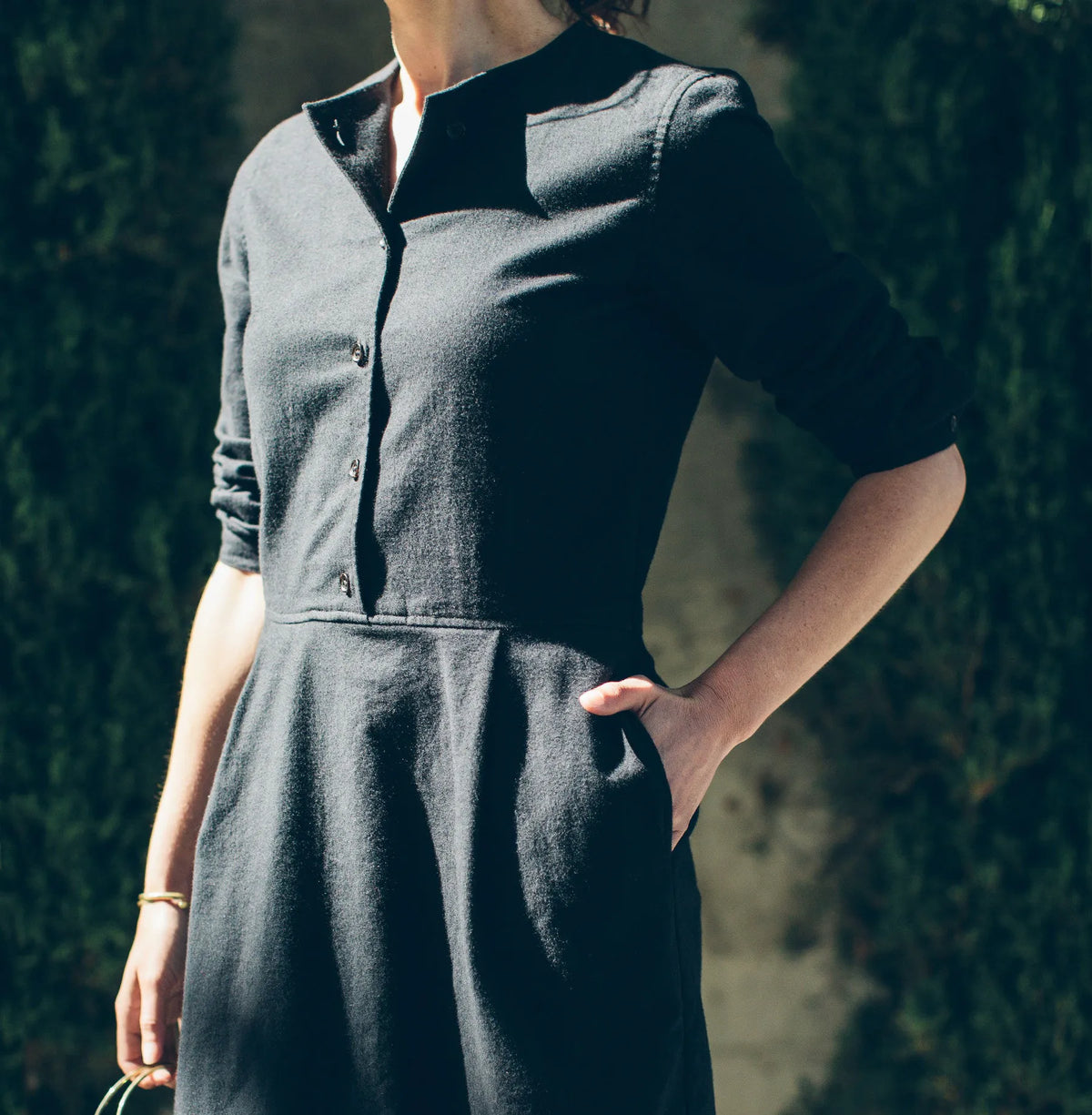 The Juniper Dress in Black Brushed Cotton