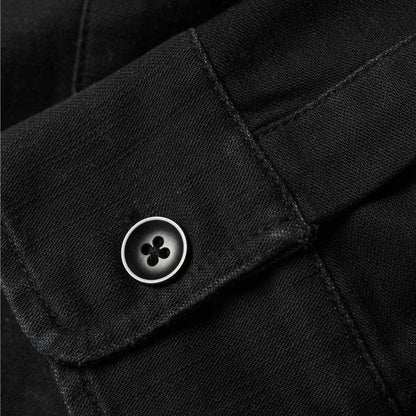 The Mechanic Shirt in Black Reverse Sateen