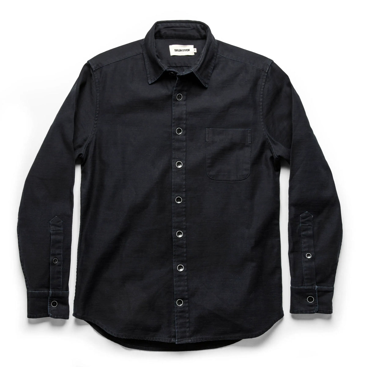 The Mechanic Shirt in Black Reverse Sateen