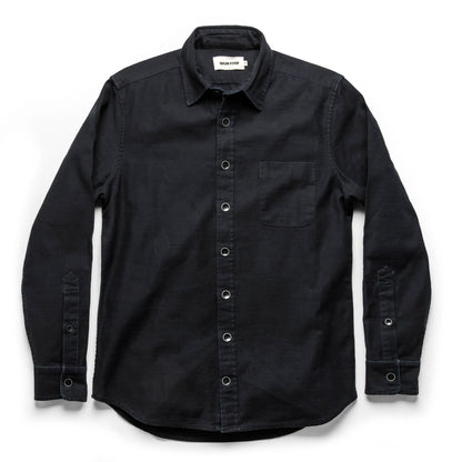 The Mechanic Shirt in Black Reverse Sateen