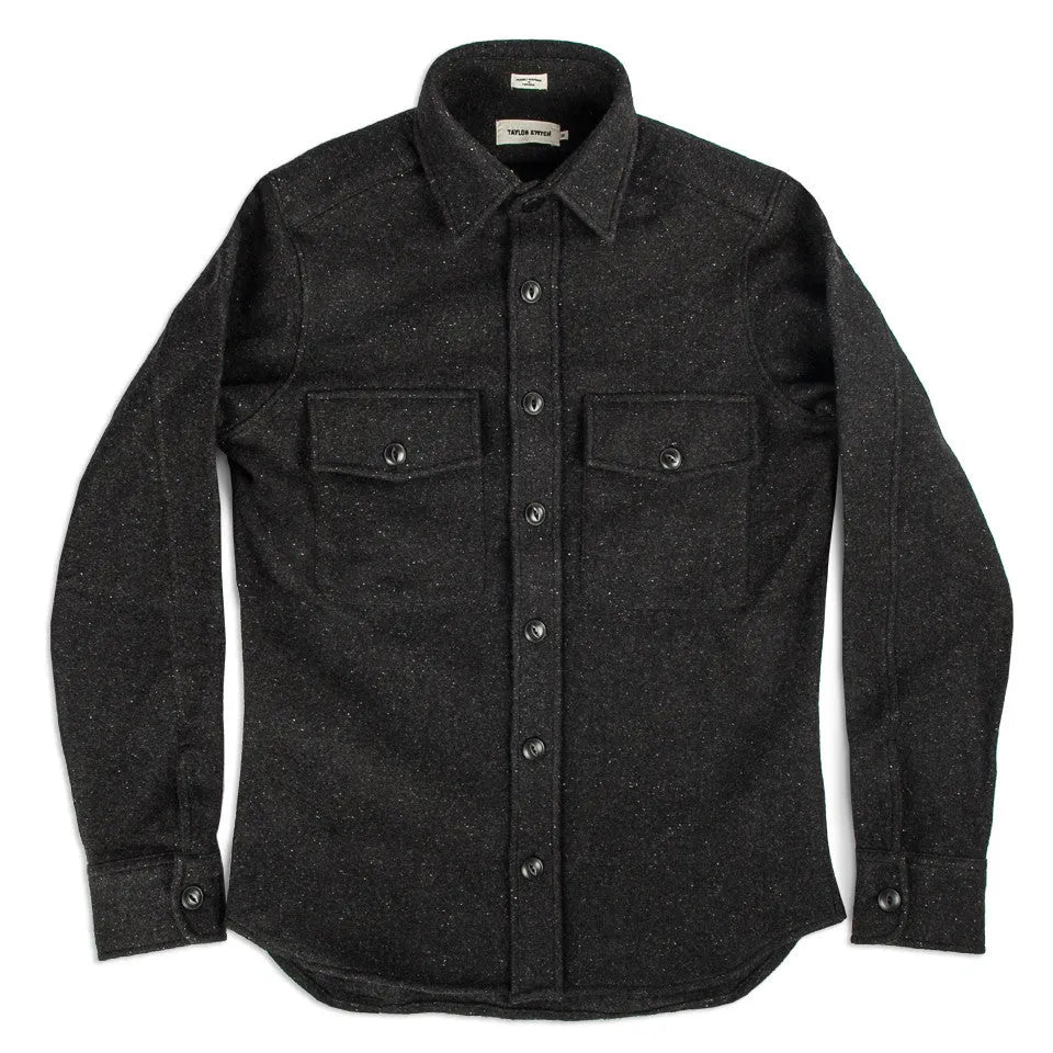 The Maritime Shirt Jacket in Charcoal Donegal Wool