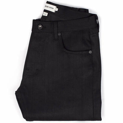 The Slim Jean in Shuttle Loomed Italian Selvage Black Denim