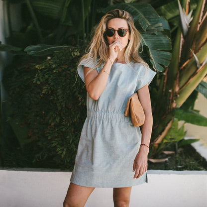 The Mira Dress in Seafoam Cotton Linen