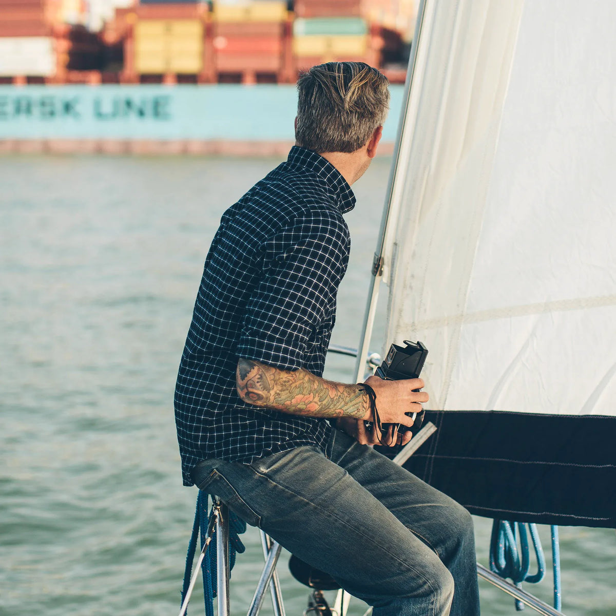The Jack in Brushed Navy Plaid Flannel