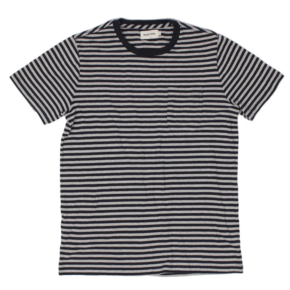 The Sequoia Stripe Tee in Navy & Grey
