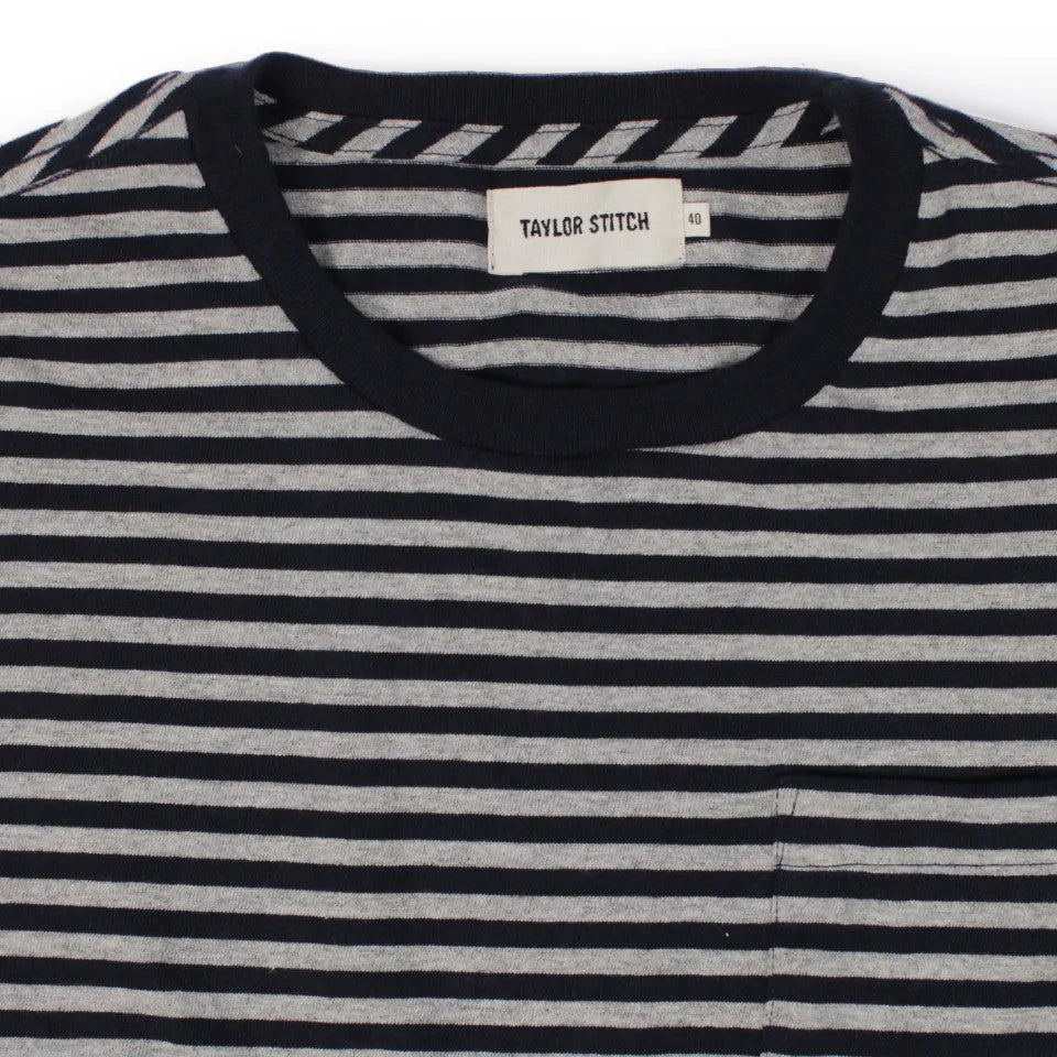 The Sequoia Stripe Tee in Navy & Grey