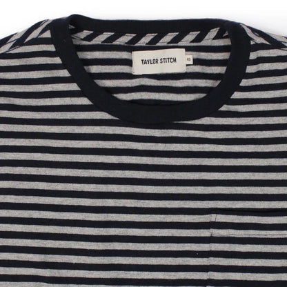 The Sequoia Stripe Tee in Navy & Grey