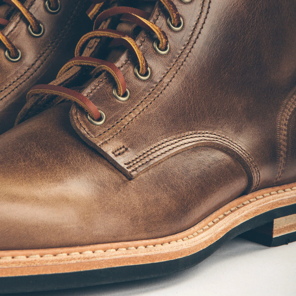 The Plain Toe Moto Boot in Natural Chromexcel - Extra Widths