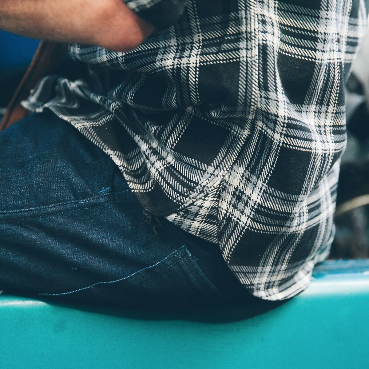 The Triple Needle Moto Utility Shirt in Black