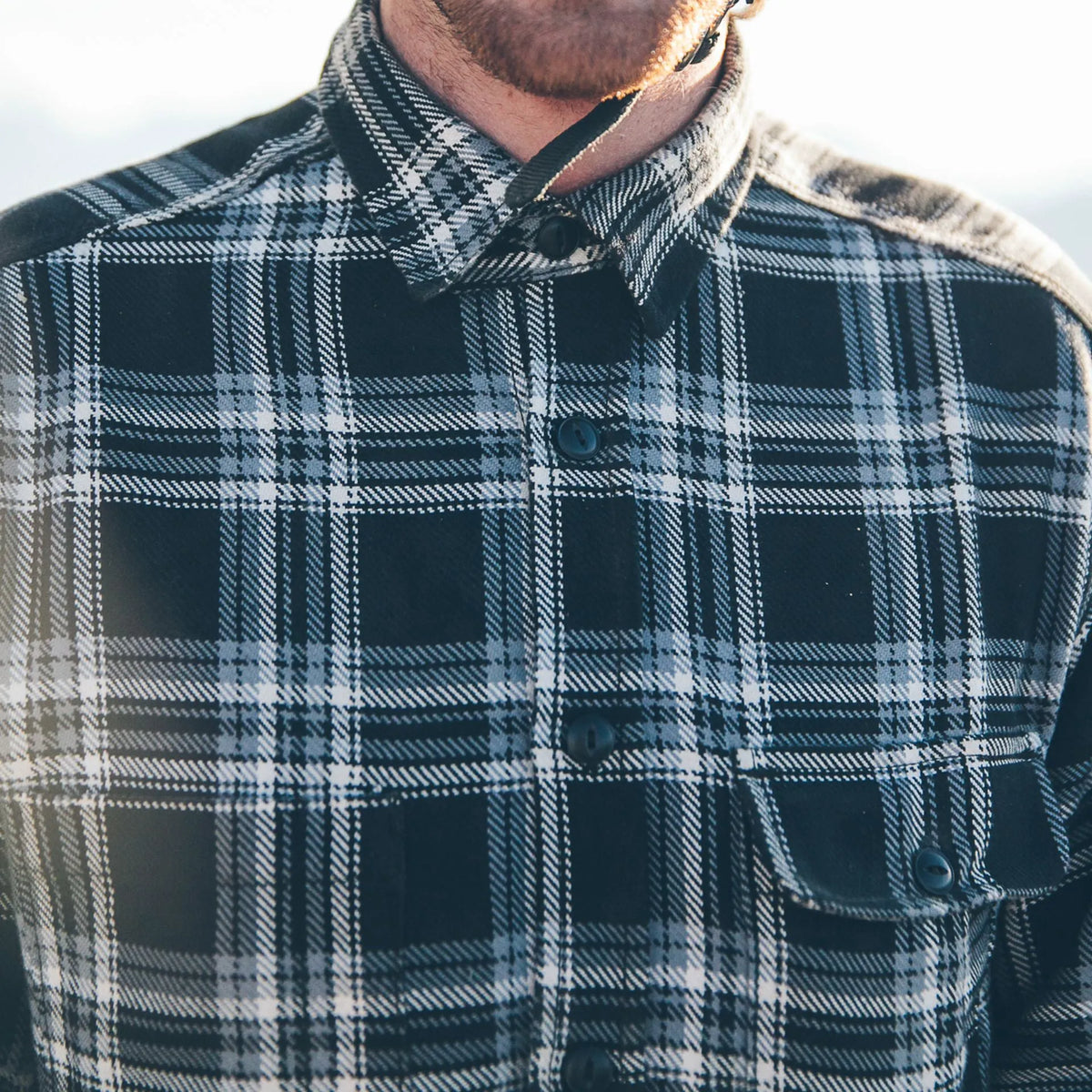 The Triple Needle Moto Utility Shirt in Black