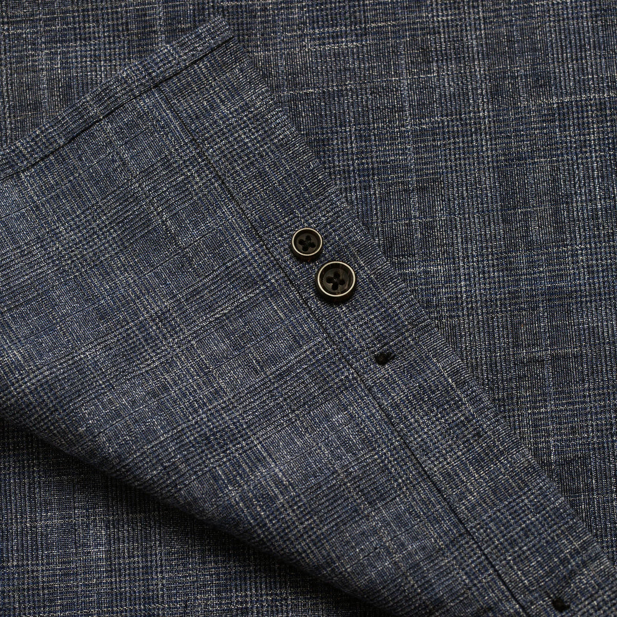 The Short Sleeve Jack in Navy Slub Glen Plaid