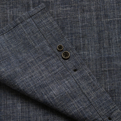 The Short Sleeve Jack in Navy Slub Glen Plaid