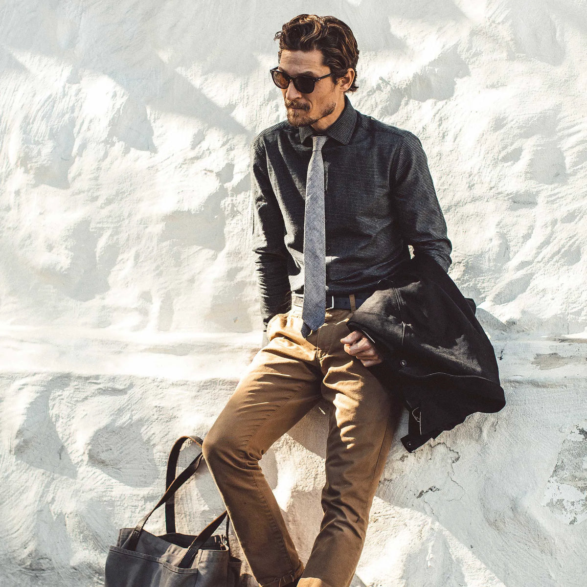 The Hyde in Charcoal Brushed Houndstooth