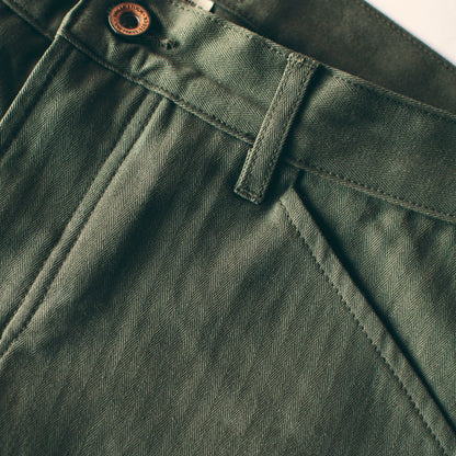 The Camp Pant in Olive Drab Herringbone