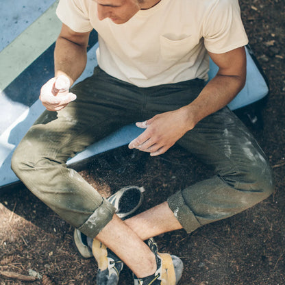 The Camp Pant in Olive Drab Herringbone