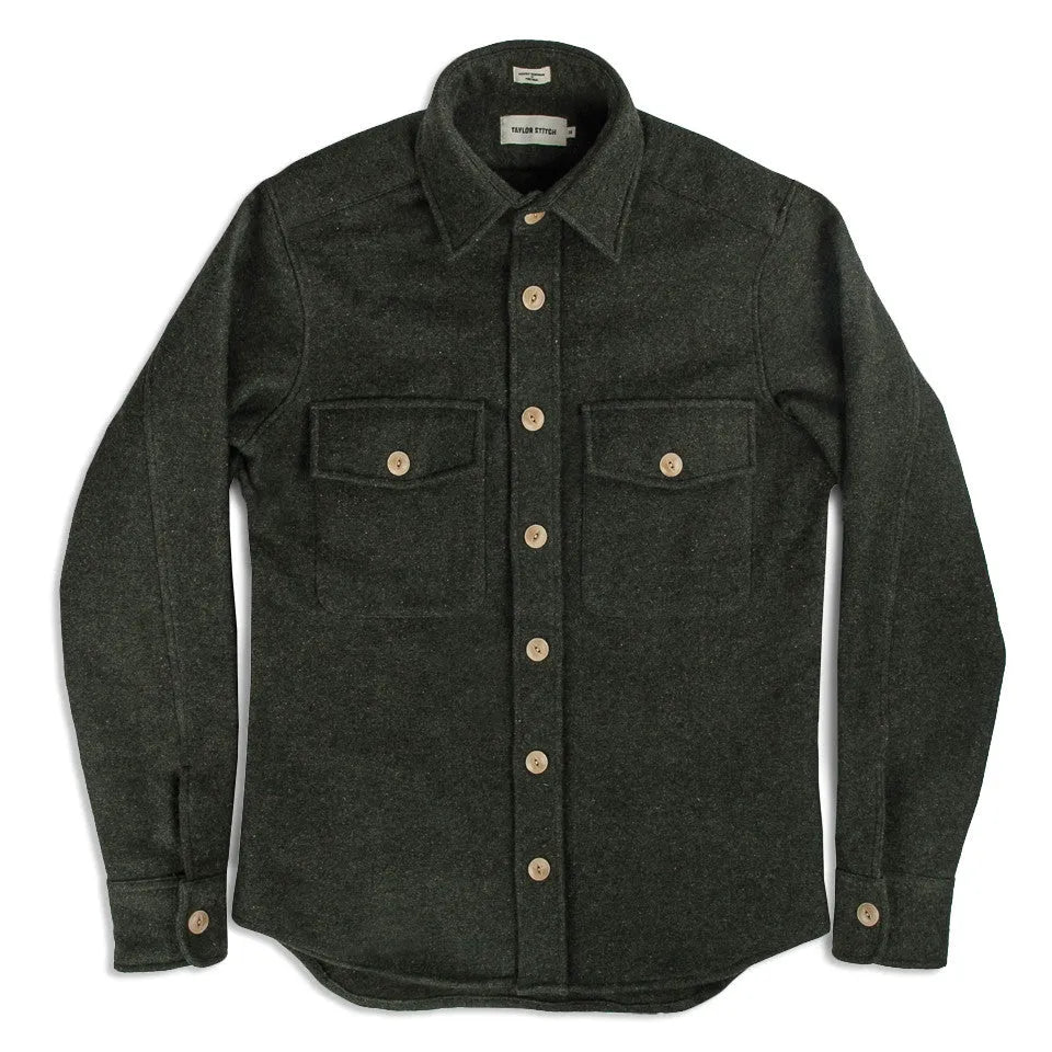 The Maritime Shirt Jacket in Moss Donegal Wool