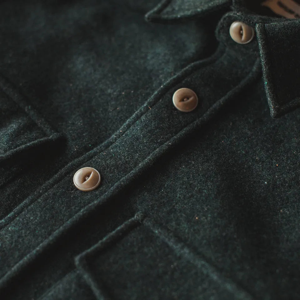 The Maritime Shirt Jacket in Moss Donegal Wool