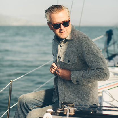 The Maritime Shirt Jacket in Ash Donegal Lambswool