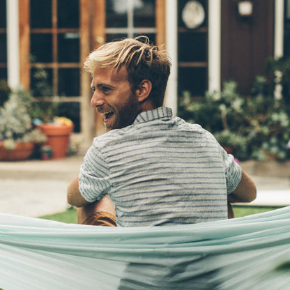 The Short Sleeve Jack in Grey & Navy Stripe