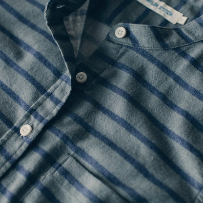 The Piper Shirt in Ash & Navy Stripe Flannel