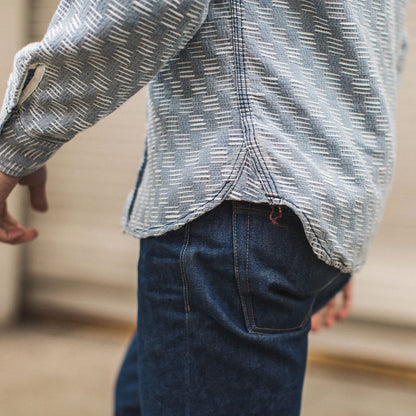 The Utility Shirt in Washed Indigo Jacquard