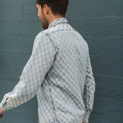 The Utility Shirt in Washed Indigo Jacquard