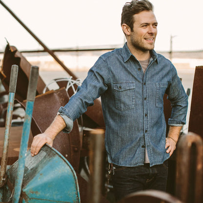 The Utility Shirt in Cone Mills Corded Indigo