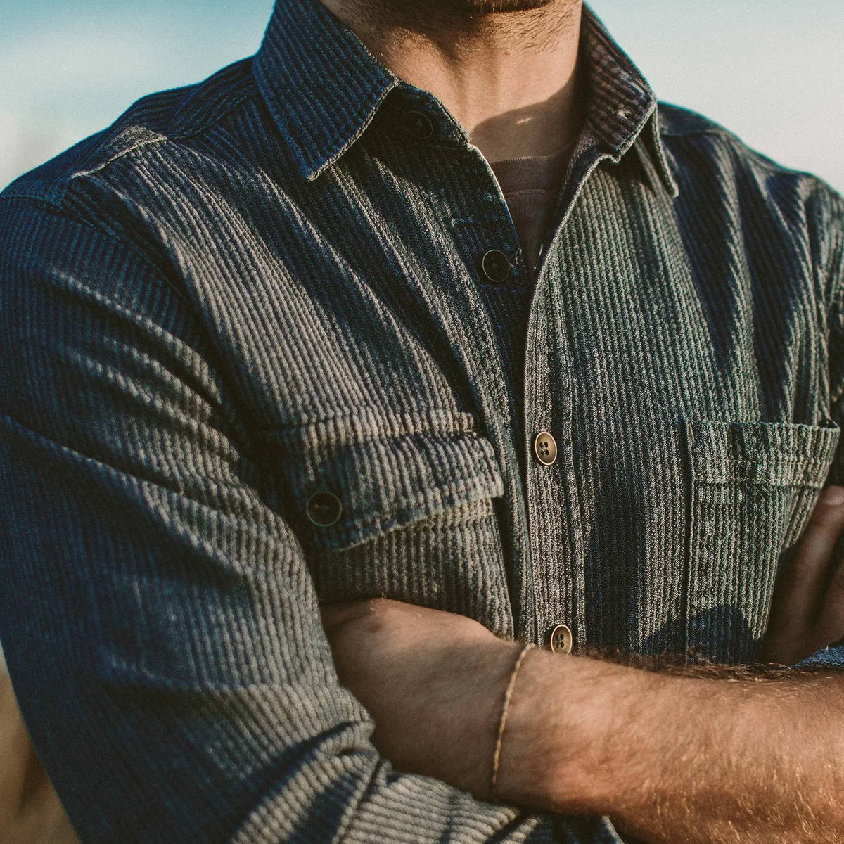 The Utility Shirt in Cone Mills Corded Indigo
