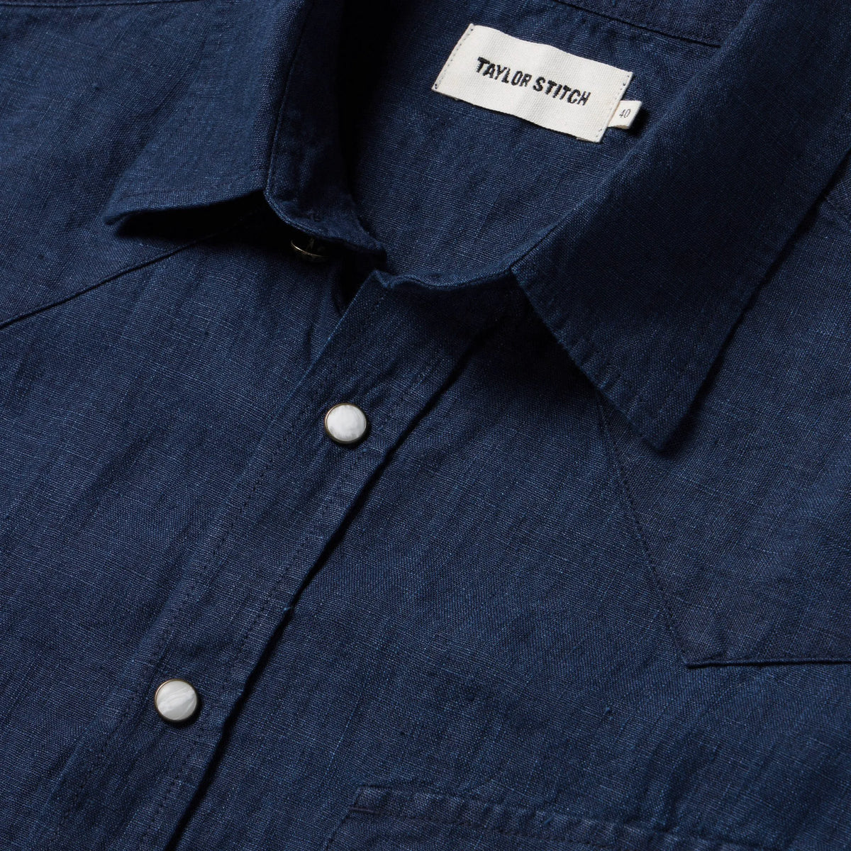 The Short Sleeve Western in Indigo Linen