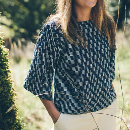 The Sonoma Top in Indigo Jacquard