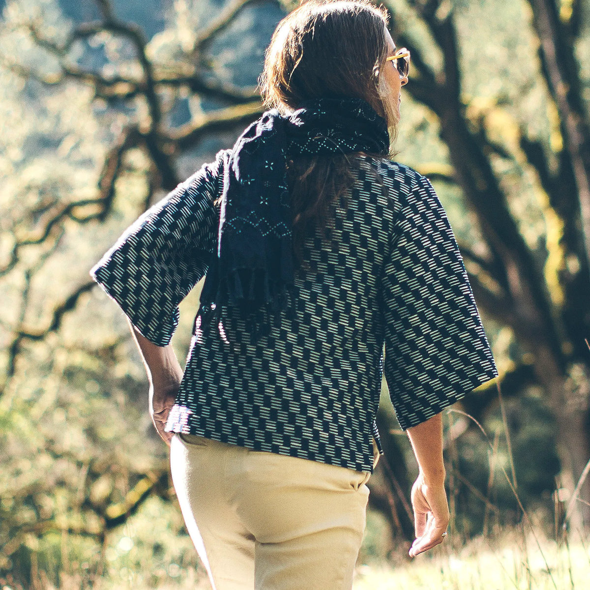 The Sonoma Top in Indigo Jacquard