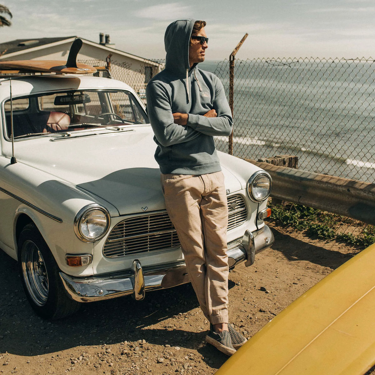 The Apres Pant in Khaki Double Cloth