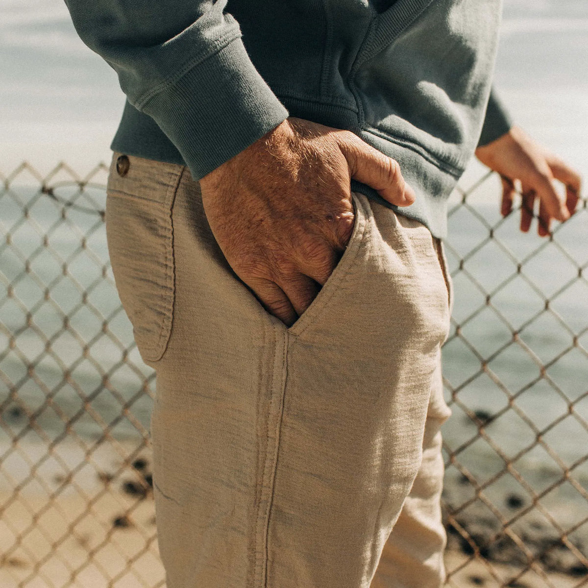 The Apres Pant in Khaki Double Cloth