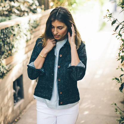 The Pacific Jacket in Indigo Silk Denim