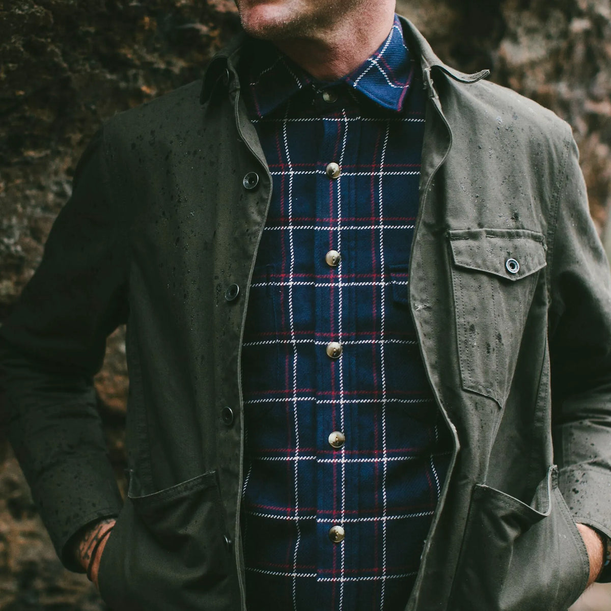 The Crater Shirt in Navy Plaid