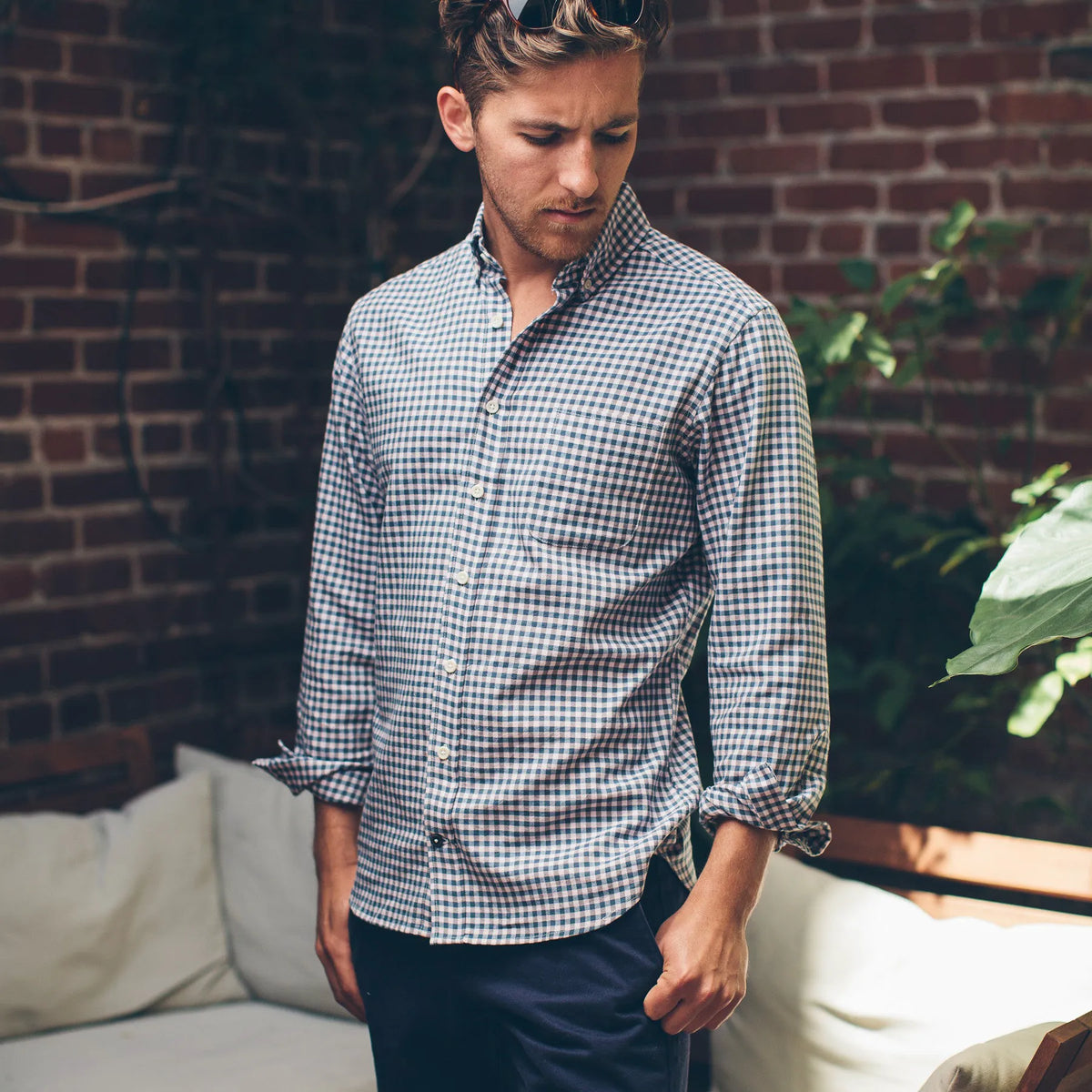 The Jack in Pale Pink Gingham Oxford