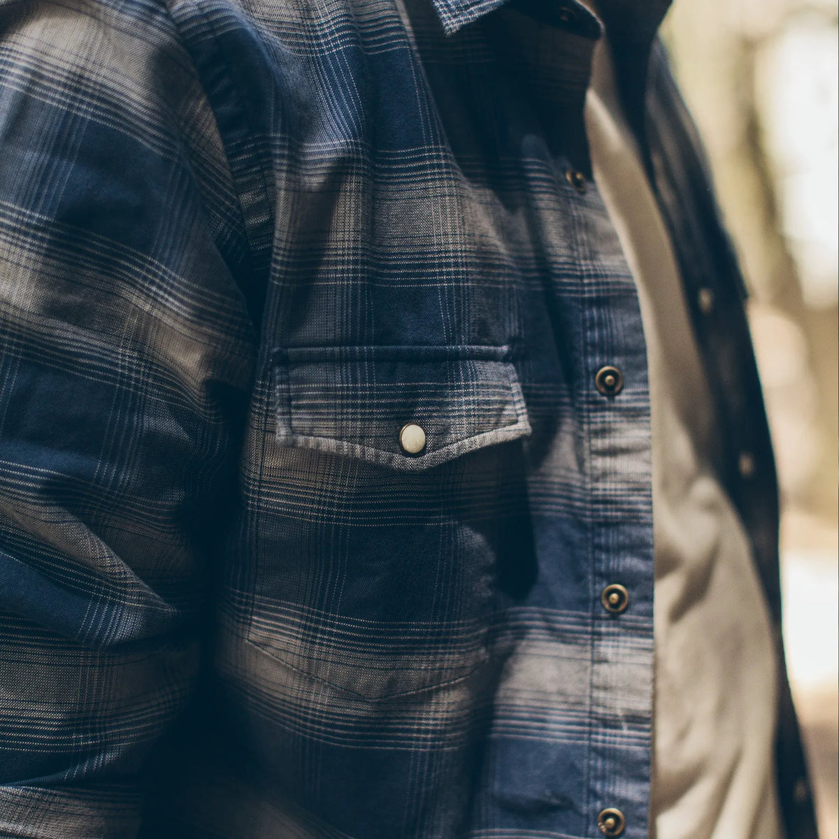 The Glacier Shirt in Navy & Grey Shadow Plaid