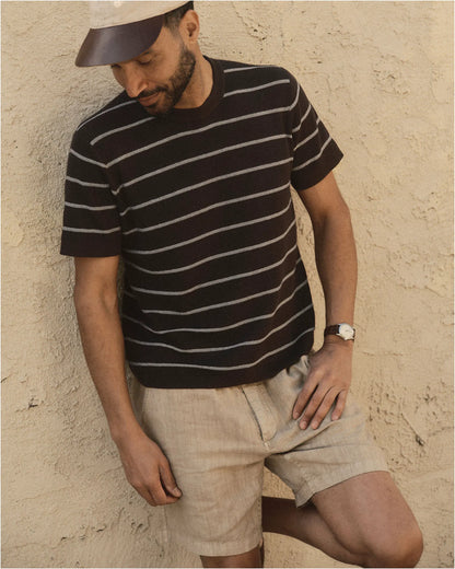 The Brody Sweater Tee in Espresso Stripe