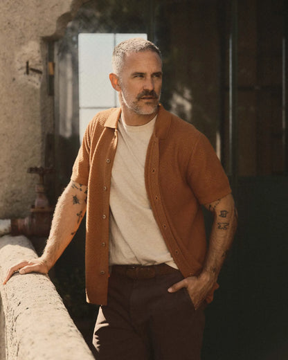 The Button Down Polo in Desert Herringbone