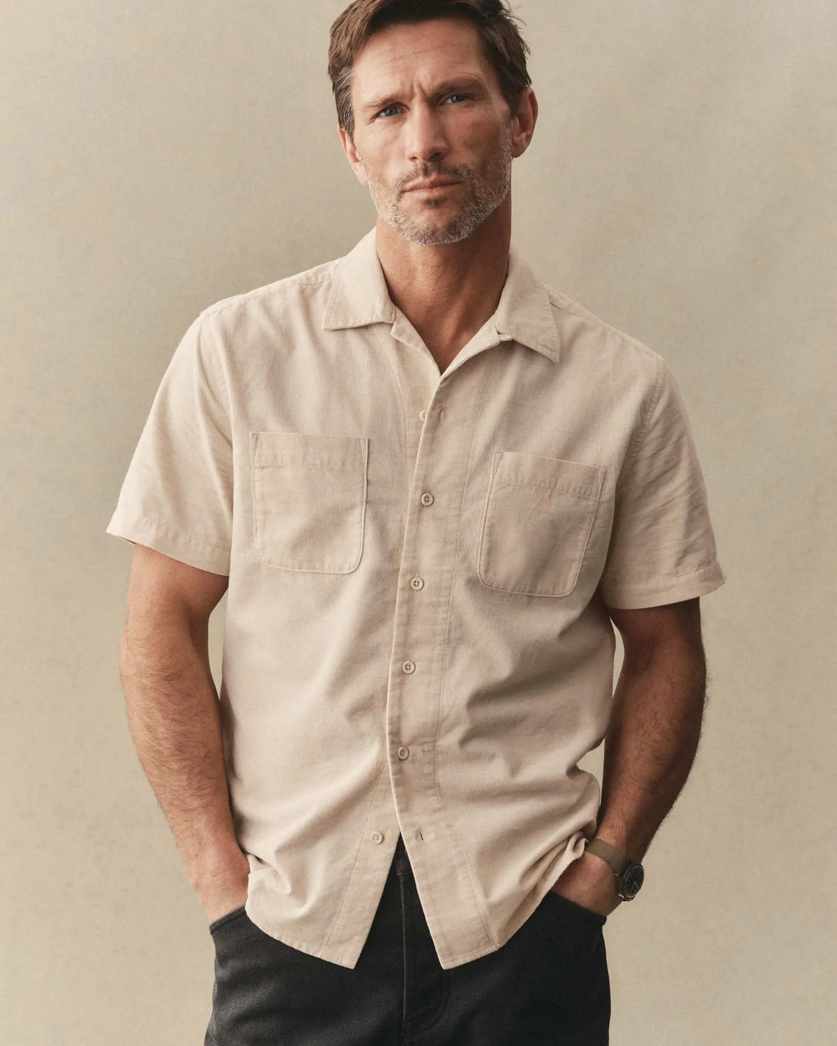 The Conrad Shirt in Heather Oat Pincord