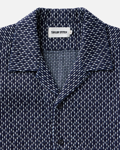 The Davis Shirt in Indigo Raindrop Sashiko