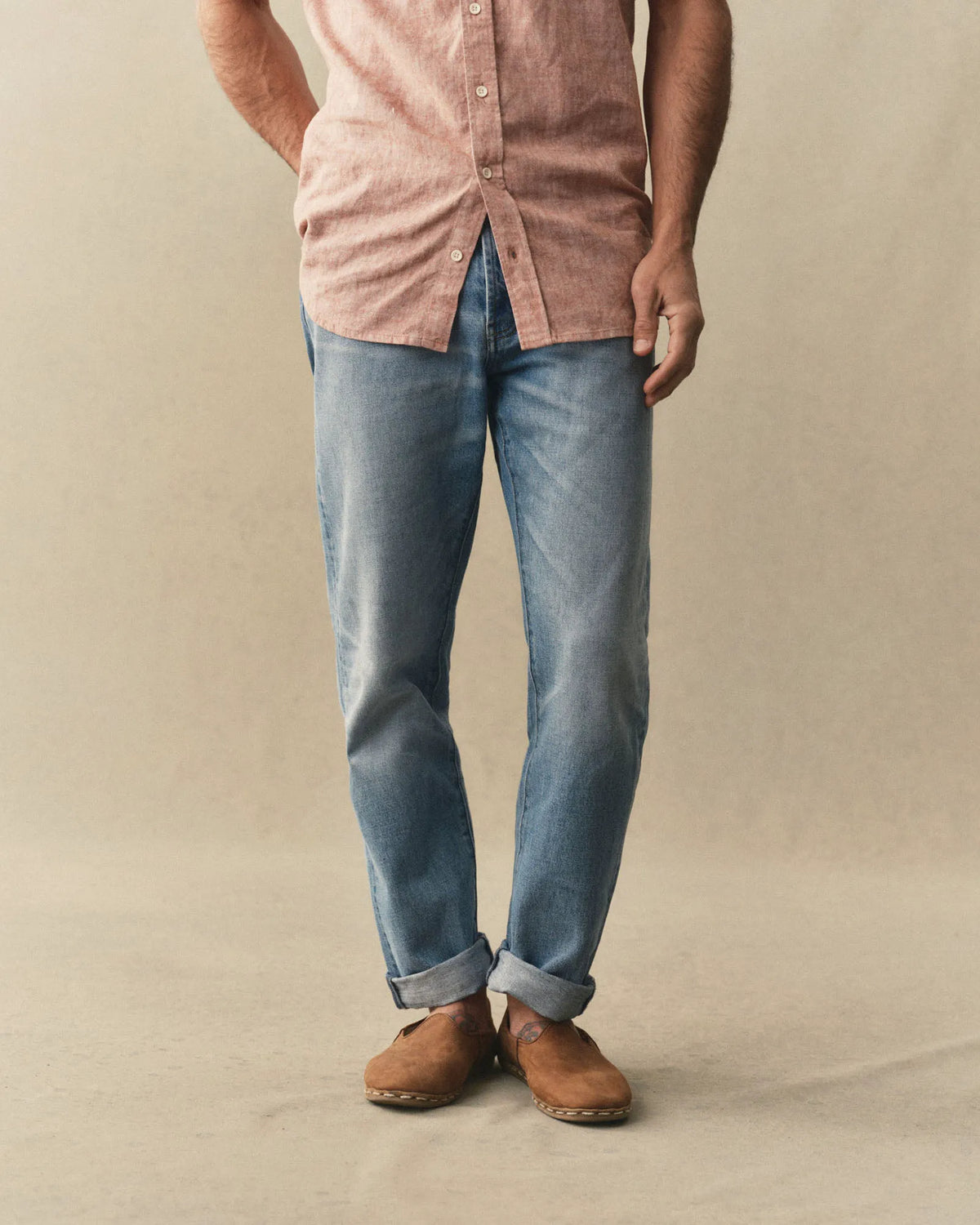 The Democratic Jean in Light Wash Hemp Denim