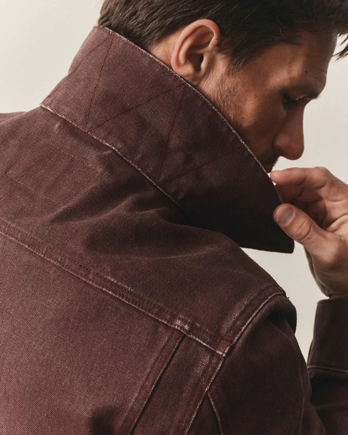 The Ryder Jacket in Burgundy Chipped Canvas