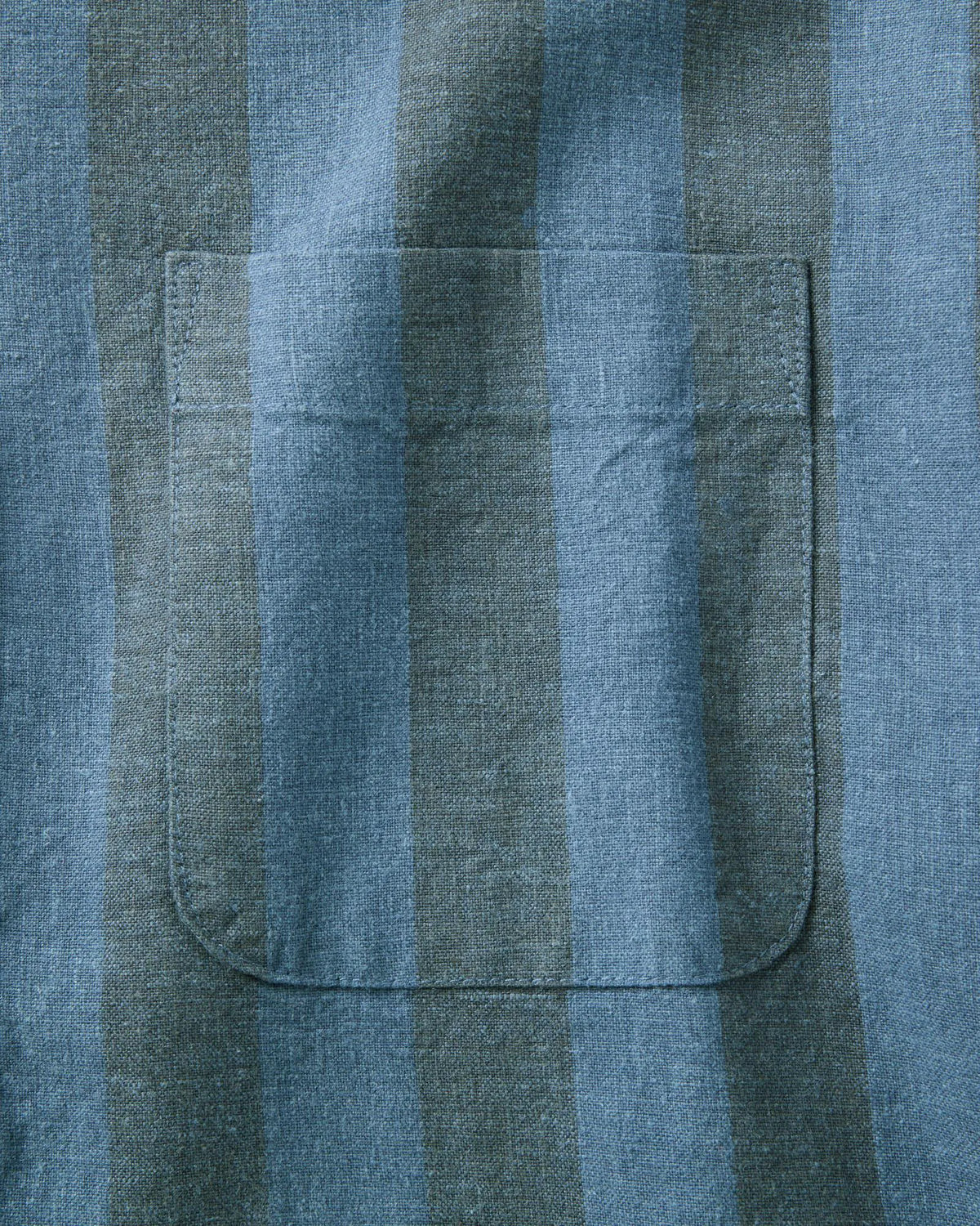 The Short Sleeve California in Blue Stone Stripe Hemp